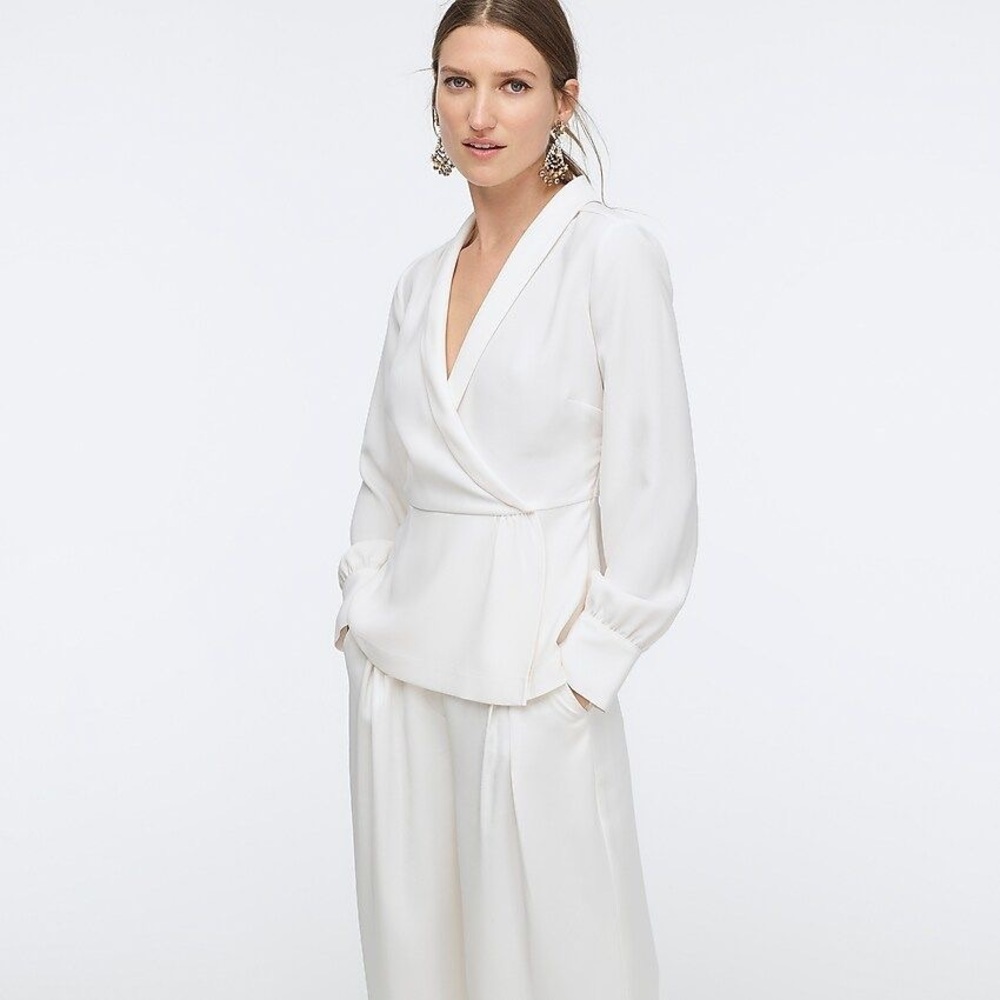 J Crew Drapey Faux-Wrap Top in 365 Crepe Size 2